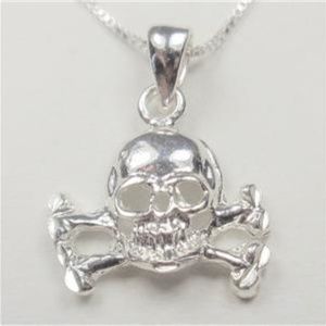 STERLING SILVER NAUTICAL PIRATE SKULL NECKLACE